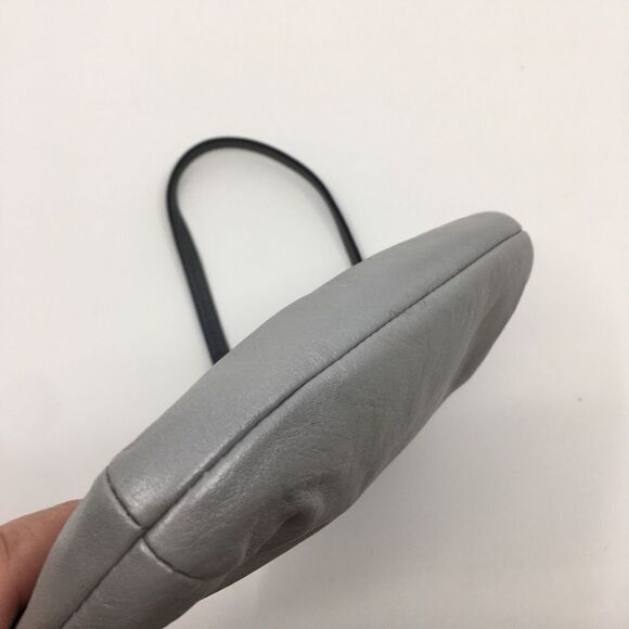 Coach Ashley Metallic Pewter Silver & Gray Large Pleated Leather Wristlet - Picture 14 of 16